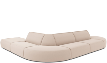 Large rounded outdoor design corner sofa "Maui" without armrests / Beige