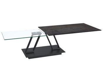 Extendable flexible design ceramic coffee table "Barcelona" rust brown / black - 95-163 x 60 cm
