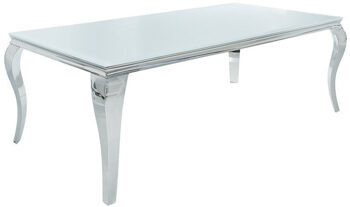 Rechteckiger Tisch „Modern Barock“ 200 x 105 cm - Edelstahl/Opalglas Weiss