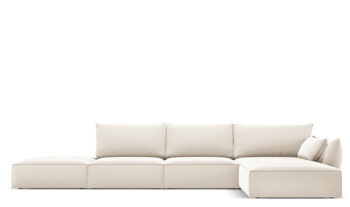 5 seater design corner sofa "Vanda" with corner part right - velvet cover