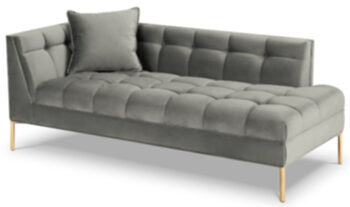 Chaise longue "Karoo" with velvet cover and armrest right