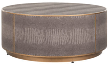 Round coffee table "Classio" with faux leather cover in crocodile look Ø 100 cm