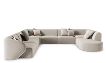 8 seater design panoramic sofa "Chiara" velvet - Left