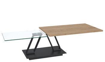Extendable flexible design coffee table "Barcelona" oak / black - 95-163 x 60 cm