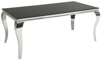 Rechteckiger Tisch „Modern Barock“ 180 x 90 cm - Edelstahl/Opalglas Schwarz