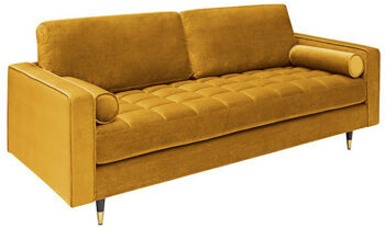 3-Sitzer Design Samtsofa „Cozy Velvet“ 225 x 95 cm - Senfgelb