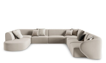 8 seater design panoramic sofa "Chiara" velvet - Right