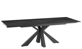 Extendable designer dining table "Ottawa" ceramic, titanium black - 150-230 x 100 cm