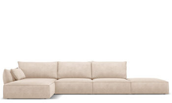 5 seater design corner sofa "Vanda" with corner part left - chenille cover