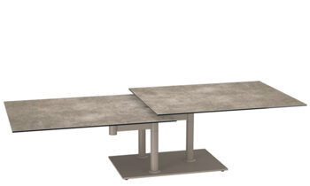 Extendable flexible design ceramic coffee table "Opera Double" cement gray, 90-150 x 60 cm