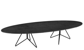Large design ceramic coffee table "Ogive" titanium, 145 x 60 cm
