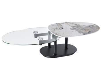 Extendable flexible design ceramic coffee table "Oletta" - Marble Calcatta