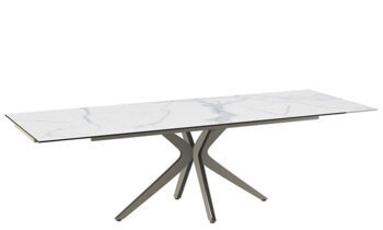 Extendable designer dining table "INFLUENCE" ceramic, light marble look - 190-270 x 100 cm