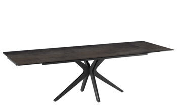 Extendable designer dining table "INFLUENCE" ceramic, dark rust look - 190-270 x 100 cm