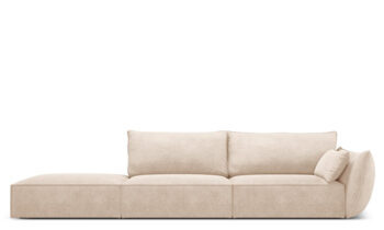 canapé design 4 places "Vanda" avec ottomane à gauche - revêtement chenille