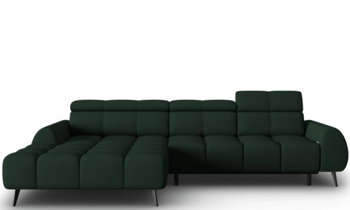 Design Ecksofa „Alyse“ mit Relaxfunktion - Strukturstoff Dunkelgrün