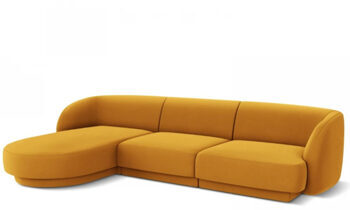 4 seater design corner sofa "Miley" - with velvet cover mustard yellow