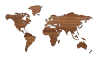 Weltkarte Wooden 150 x 75 cm - Nussbaum