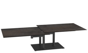 Extendable flexible design ceramic coffee table "Opera Double" rust brown, 90-150 x 60 cm