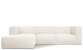 5 seater design corner sofa "Muse" - with bouclé cover Soft Beige