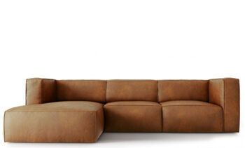 5 seater designer leather corner sofa "Muse" - Marron