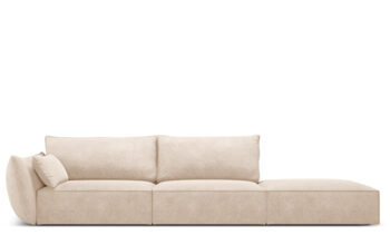 canapé design 4 places "Vanda" avec ottomane à droite - revêtement chenille