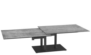 Extendable flexible design ceramic coffee table "Opera Double" Silver, 90-150 x 60 cm