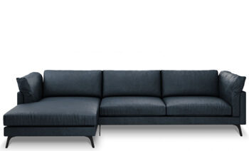 5 seater designer leather corner sofa "Camille" - dark blue