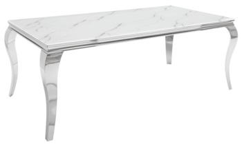Rechteckiger Tisch „Modern Barock“ 180 x 95 cm - Edelstahl/Marmoroptik