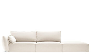 canapé design 4 places "Vanda" avec ottomane à droite - revêtement velours