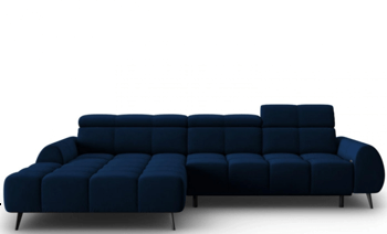 Design Ecksofa „Alyse“ mit Relaxfunktion - Samt Königsblau