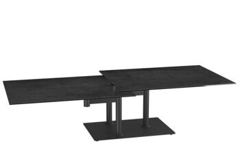 Extendable flexible design ceramic coffee table "Opera Double" titanium, 90-150 x 60 cm