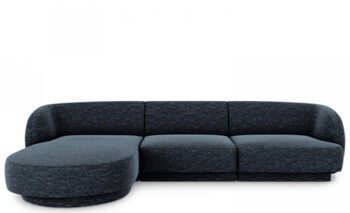 4 seater design corner sofa "Miley" - chenille dark blue
