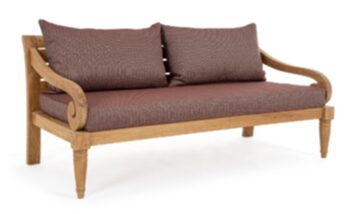 In-/Outdoor 3-Sitzer Sofa „Karuba“ aus Teakholz, Wine