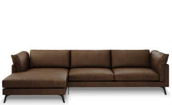5 seater designer leather corner sofa "Camille" - dark brown