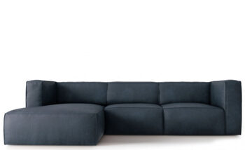 5 seater designer leather corner sofa "Muse" - dark blue