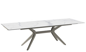 Extendable designer dining table "Impulsion" ceramic, light marble look - 190-270 x 100 cm
