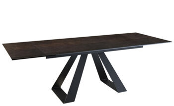 Extendable designer dining table "Ascension" ceramic, dark rust look - 150-230 x 100 cm