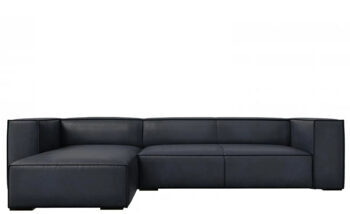 4 seater leather corner sofa "Agawa" - dark blue
