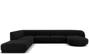 Grosses Design Panorama U-Sofa „Miley“ - Schwarz