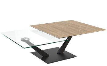 Extendable flexible design coffee table "Granada" oak / black, 80-127 x 60 cm