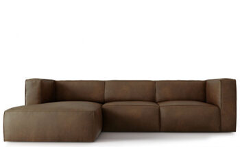 5 seater designer leather corner sofa "Muse" - dark brown