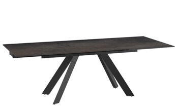 Extendable designer dining table "Ontario" ceramic, dark rust look - 150-230 x 100 cm