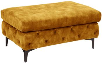 Large velvet stool "Modern Baroque" 92 x 62 cm - mustard yellow