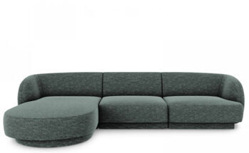 4 seater design corner sofa "Miley" - chenille green