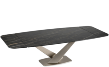 Table de salle à manger design extensible "Zeus" 200-280 x 100 cm - Noir Désir / Champagne