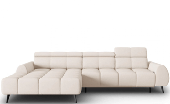 Design corner sofa "Alyse" with relax function - textured fabric Soft Beige