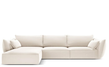 4-seater design corner sofa "Vanda" with corner part left - velvet cover