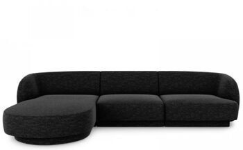 4 seater design corner sofa "Miley" - chenille black