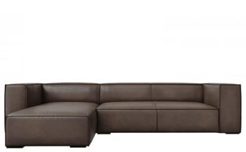 4 seater leather corner sofa "Agawa" - olive brown